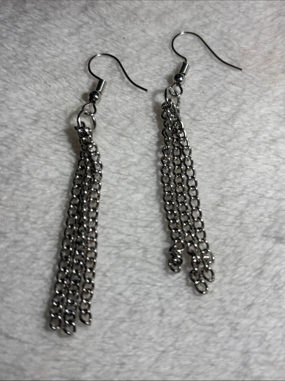 Dainty Silver Tassel Chain Drop Earrings - Women Jewelry
